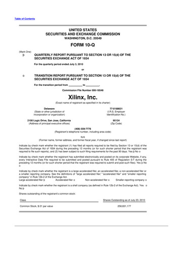 Miniature Xilinx 10-Q Rapport trimestriel 2011 