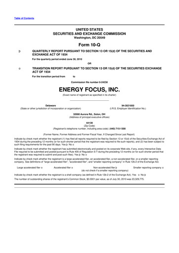 Thumbnail Energy Focus 10-Q Quarterly Report FY 