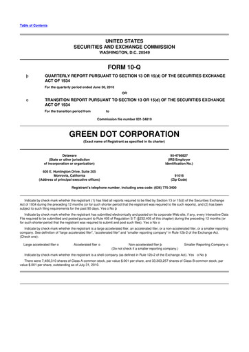 Thumbnail Green Dot 10-Q Quarterly Report FY 