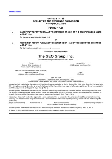 Thumbnail Geo Group 10-Q Quarterly Report FY2010 