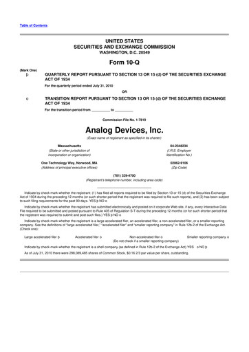 Miniature Analog Devices 10-Q Rapport trimestriel 2010 
