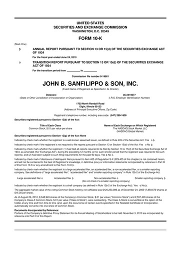 Thumbnail John B. Sanfilippo & Son 10-K Annual Report 