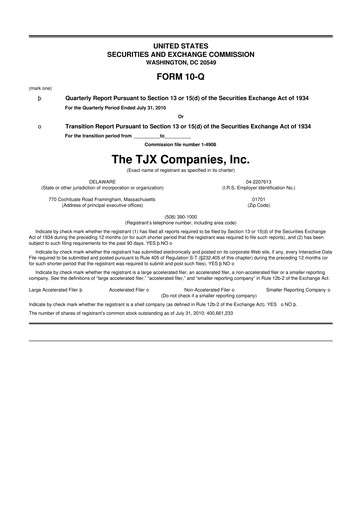 Thumbnail TJX Companies 10-Q Quarterly Report FY2011 