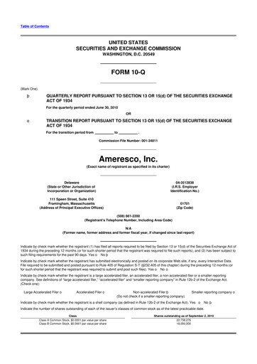 Thumbnail Ameresco
 10-Q Quarterly Report FY 