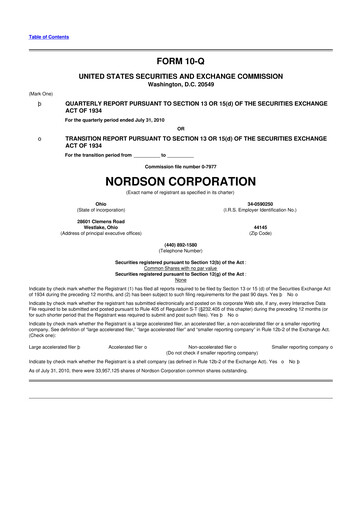 Thumbnail Nordson 10-Q Quarterly Report FY2010 