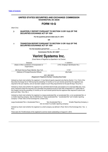 Thumbnail Verint Systems
 10-Q Quarterly Report FY 