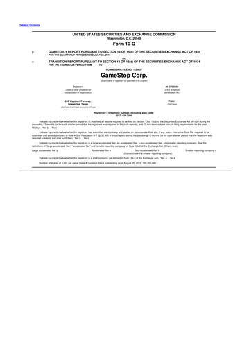 Miniature GameStop
 10-Q Rapport trimestriel 2011 