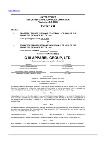 Thumbnail G-III Apparel Group 10-Q Quarterly Report FY 