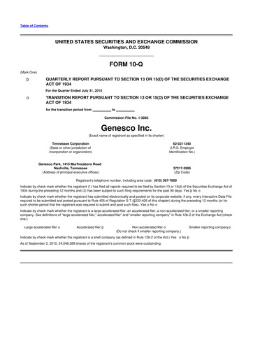 Thumbnail Genesco
 10-Q Quarterly Report FY 