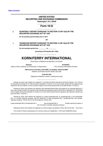 Thumbnail Korn Ferry
 10-Q Quarterly Report FY2011 
