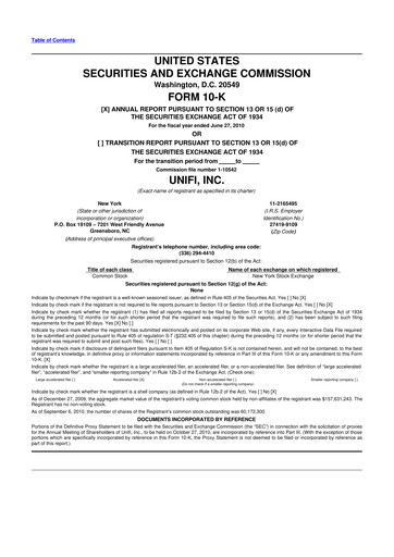 Thumbnail Unifi 10-K Annual Report 