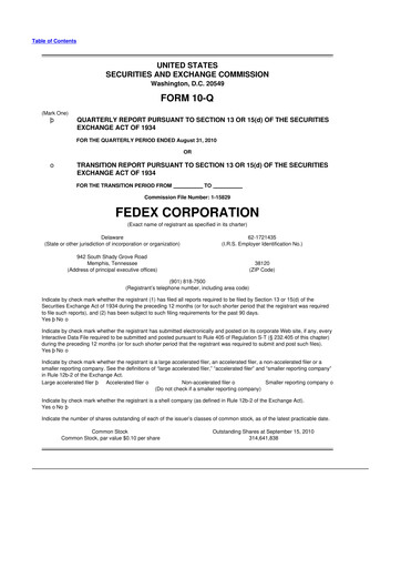 Thumbnail FedEx 10-Q Quarterly Report FY 