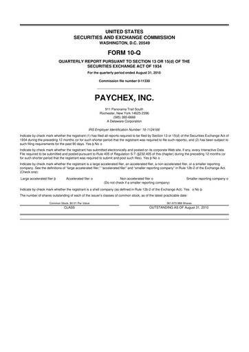 Vorschaubild Paychex 10-Q Quartalsbericht 2011 