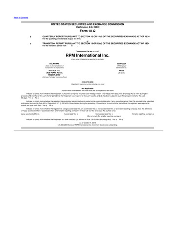 Thumbnail RPM International
 10-Q Quarterly Report FY2011 