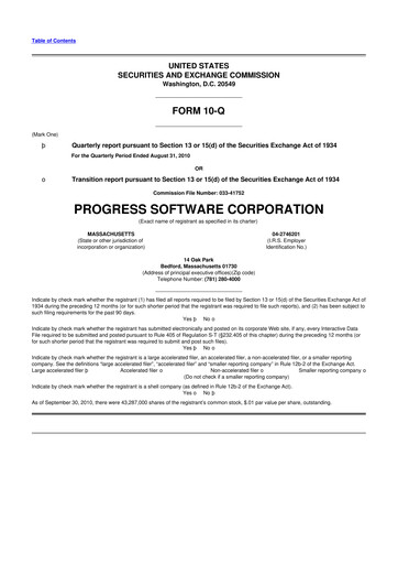 Thumbnail Progress Software
 10-Q Quarterly Report FY2010 