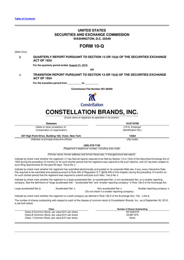 Miniature Constellation Brands 10-Q Rapport trimestriel 2011 