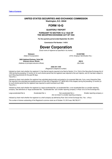 Thumbnail Dover Corporation 10-Q Quarterly Report FY2010 