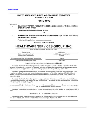 Thumbnail Healthcare Services Group 10-Q Quarterly Report FY2010 