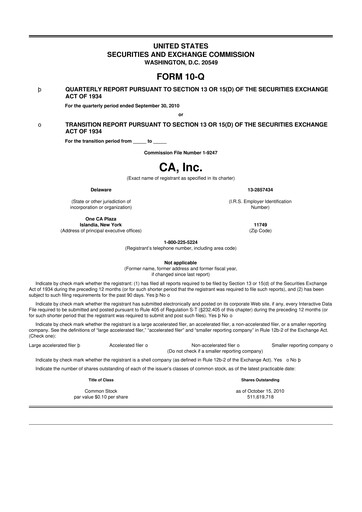 Thumbnail CA Technologies 10-Q Quarterly Report FY 