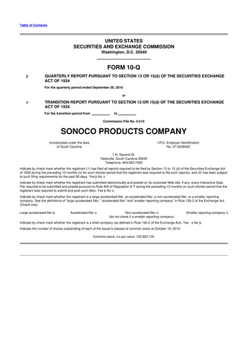 Thumbnail Sonoco 10-Q Quarterly Report FY2010 