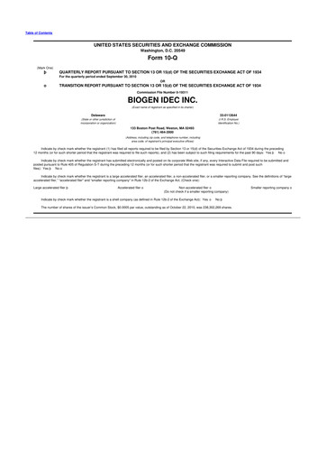 Vorschaubild Biogen 10-Q Quartalsbericht 2010 