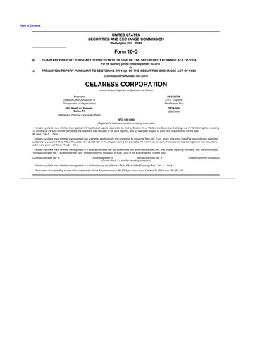 Thumbnail Celanese 10-Q Quarterly Report FY2010 