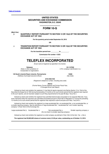 Thumbnail Teleflex 10-Q Quarterly Report FY2010 