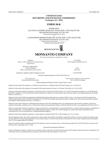 Thumbnail Monsanto 10-K Annual Report 2010