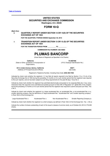 Vorschaubild Plumas Bancorp 10-Q Quartalsbericht  