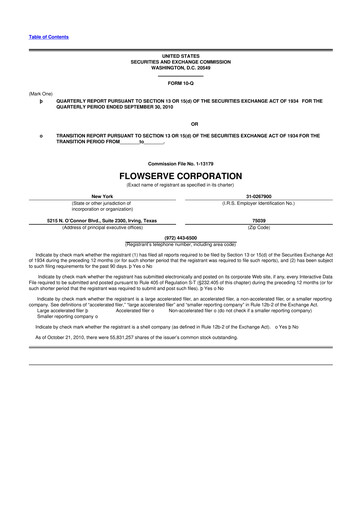 Thumbnail Flowserve
 10-Q Quarterly Report FY2010 