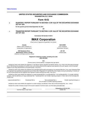 Thumbnail Imax Corp 10-Q Quarterly Report FY 