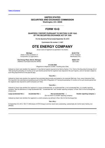 Thumbnail DTE Energy
 10-Q Quarterly Report FY2010 