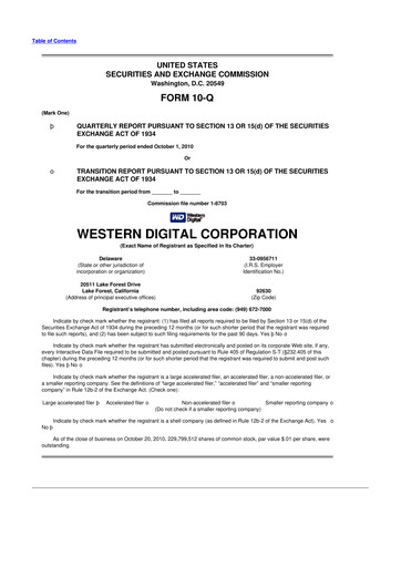 Thumbnail Western Digital 10-Q Quarterly Report FY2011 