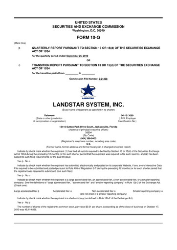 Thumbnail Landstar System
 10-Q Quarterly Report FY2010 