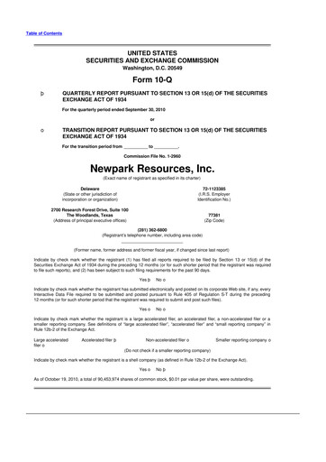 Thumbnail NPK International 10-Q Quarterly Report FY 