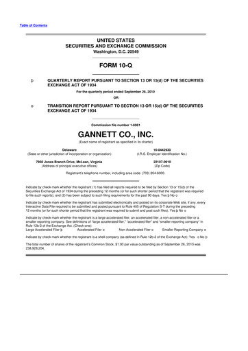 Thumbnail Tegna 10-Q Quarterly Report FY2010 