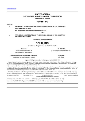 Thumbnail Cohu 10-Q Quarterly Report FY 