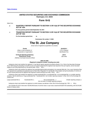 Thumbnail St. Joe Company
 10-Q Quarterly Report FY2010 