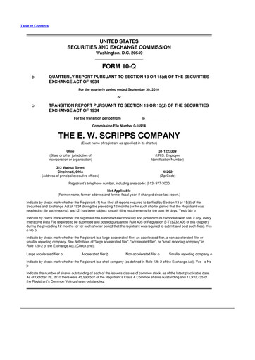 Thumbnail E. W. Scripps Company
 10-Q Quarterly Report FY 