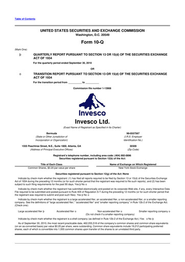Miniature Invesco
 10-Q Rapport trimestriel 2010 