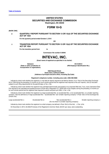 Thumbnail Intevac
 10-Q Quarterly Report FY 