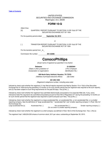 Thumbnail ConocoPhillips 10-Q Quarterly Report FY2010 