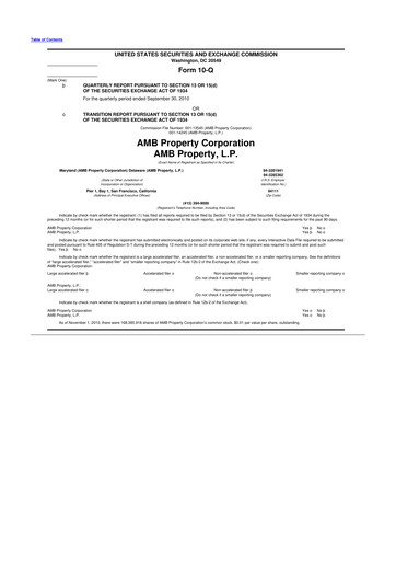 Thumbnail Prologis 10-Q Quarterly Report FY2010 