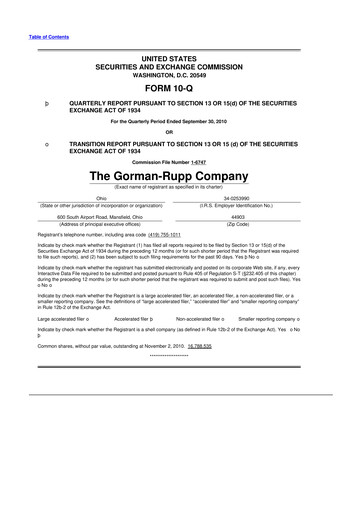 Vorschaubild Gorman-Rupp 10-Q Quartalsbericht  