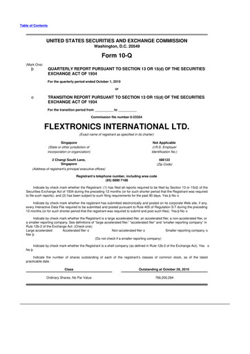 Miniature Flex 10-Q Rapport trimestriel 2011 