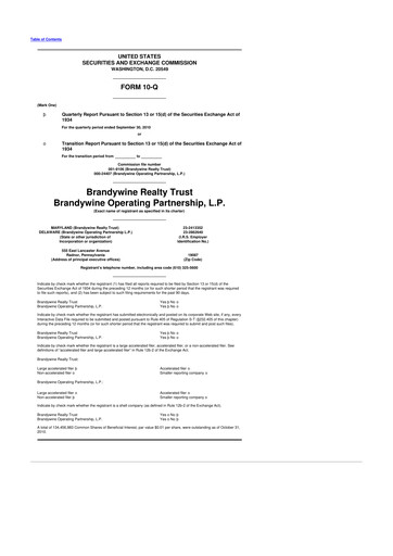 Thumbnail Brandywine Realty Trust
 10-Q Quarterly Report FY2010 