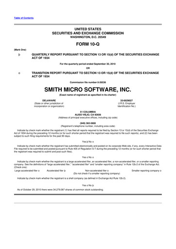 Thumbnail Smith Micro Software
 10-Q Quarterly Report FY 
