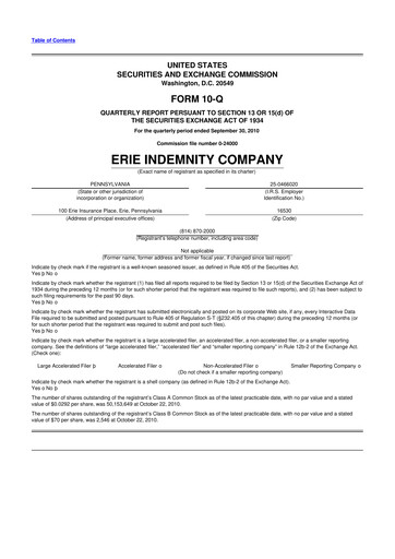 Thumbnail Erie Indemnity 10-Q Quarterly Report FY2010 
