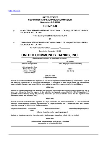 Miniature United Community Bank 10-Q Rapport trimestriel  