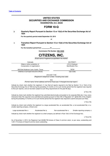 Thumbnail Citizens Inc 10-Q Quarterly Report FY 